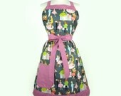 Gray 1950s Prom Dance Inspired Apron / Swing Dance FREE SHIPPING