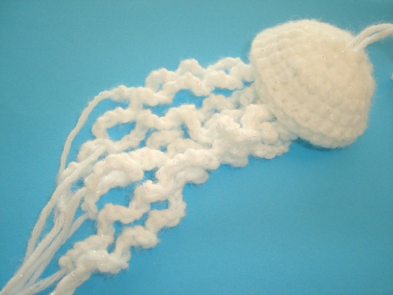 Sparkly Snow White Jellyfish, Jellyfish Christmas Ornament, Under the Sea Decor