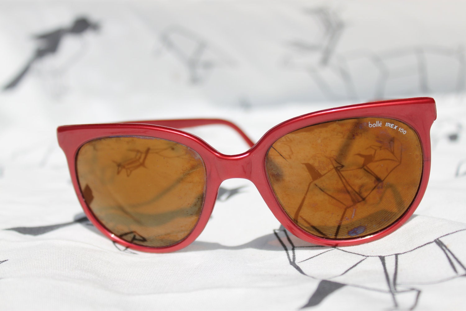vintage 80s red model Bollé irex 100 made in France Sunglasses Cats Meow