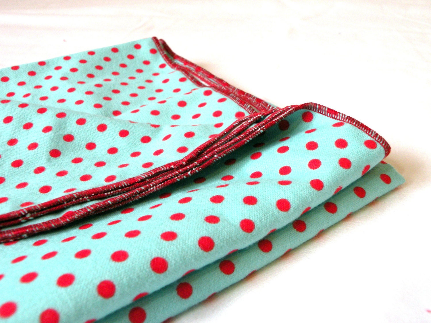 Baby Receiving Blanket Large Flannel Swaddle Aqua Blue and Red
