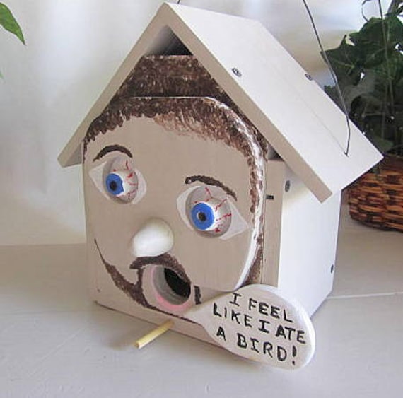 Items similar to Outdoor Bird House Funny Face Birdhouse Beige Brown on Etsy