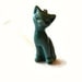 Emerald green - ceramic handmade kitten, cat necklace, dark green, silver plated chain