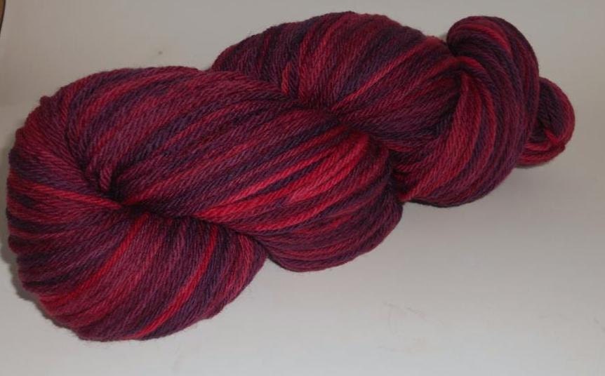 20% off Merino Worsted Hand Dyed Yarn- Shades of Raspberry, Reds, Purples
