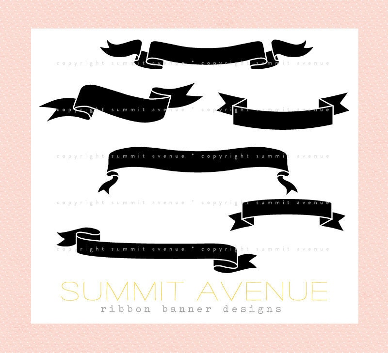 ribbon & banner silhouettes digital clip art - for photography scrapbook logos or wedding or invitations - Instant Download