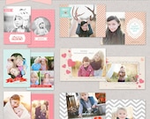 INSTANT DOWNLOAD Happy HUGS Valentines 5x7 Card Templates for professional Photographers