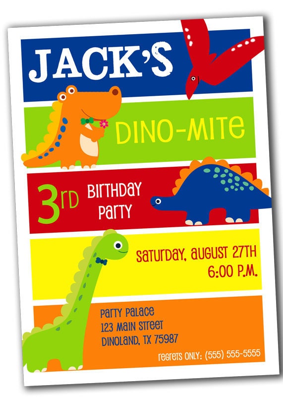 Printable, Digital, DINOSAUR Birthday Party Invitation for Boy
