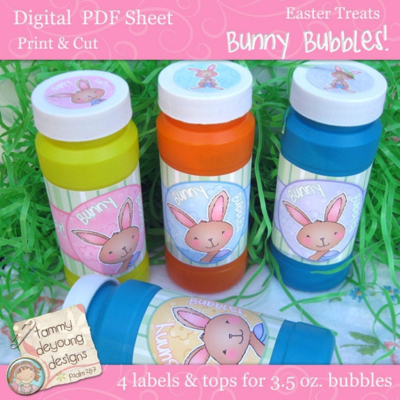 Easter Party Favors printable Bunny Bubble wrappers for children