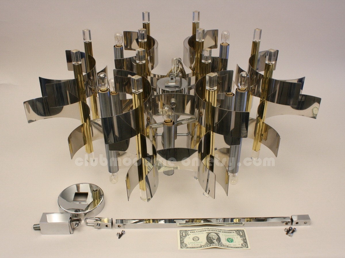 RESERVED CURRENTLY for MW.....Mid Century Chandelier by Gaetano Sciolari. Hanging Lamp, Pendant Lamp, Light Fixture, Modernist Lamp.