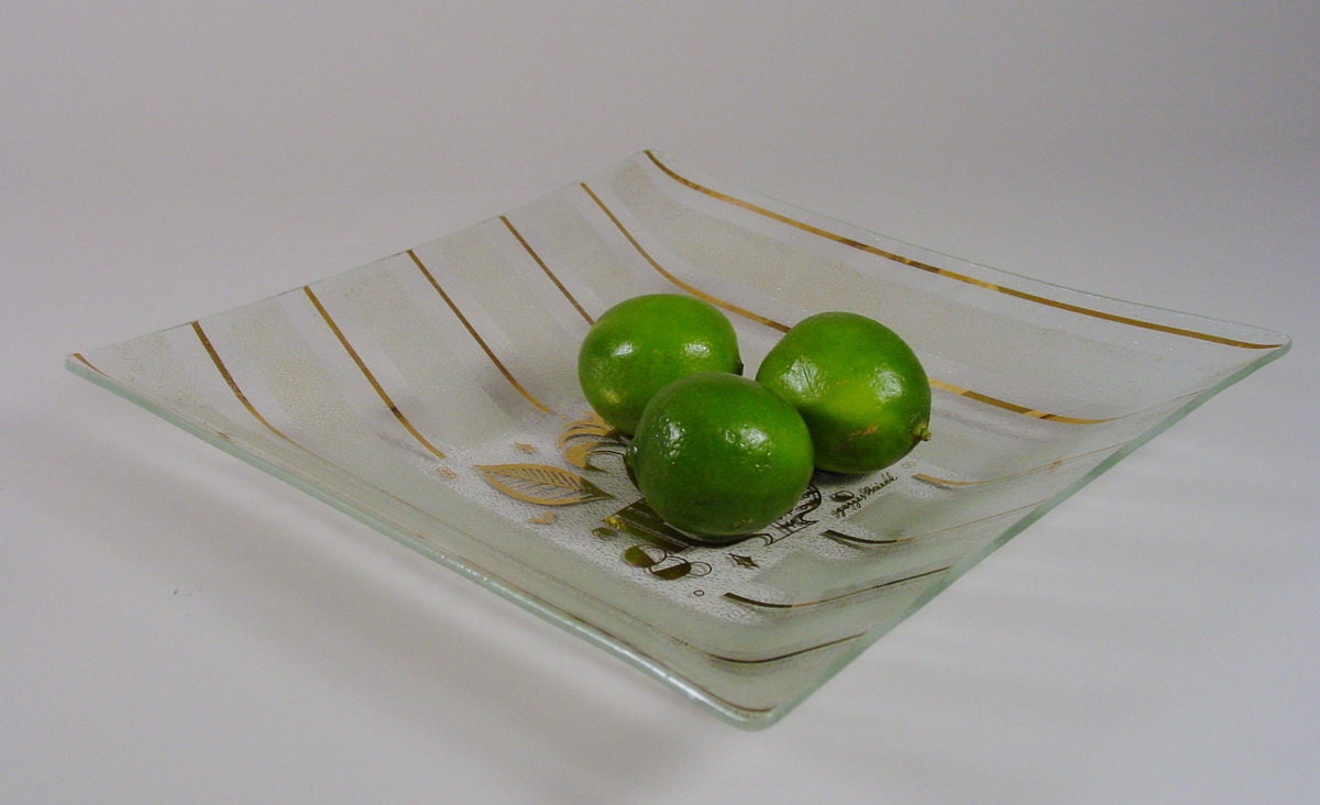 Mid Century Modern Designer Glass Tray by Georges Briard, Glass Serving Tray 1960s. 70s