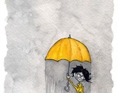 She's Only Crazy When It Rains. Giclée on Watercolour Paper. Individually signed by coryBasil 6x9