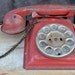 Toy Telephone Metal Red 1940's Dial Bell Chippy Shabby Collectible