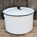 Enamelware Stock Pot Lid Vintage White Black Trim Large Soup Pot