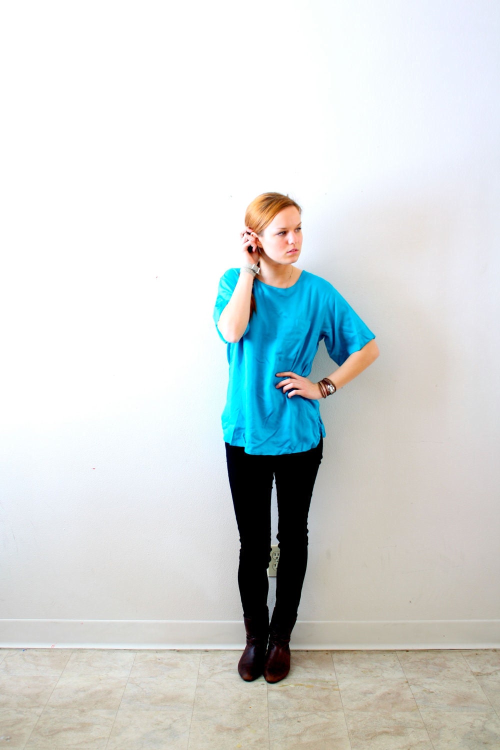 SALE:) Vintage blue pocket tshirt
