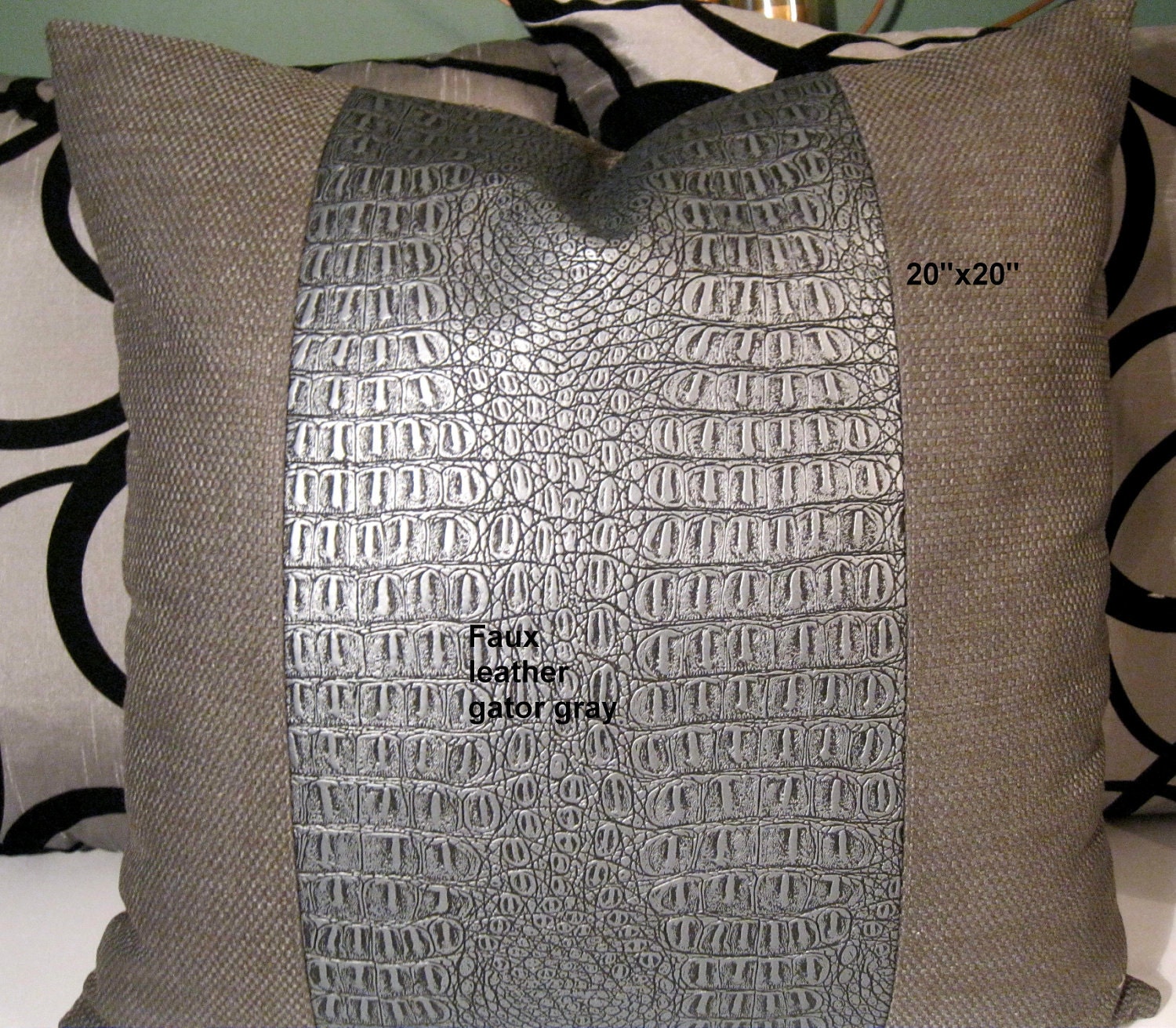 Gray Faux Leather and Gray basket weave 20 X 20