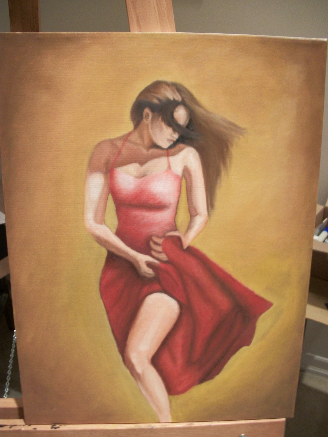 18"x24" Oil Painting of a Sexy Woman on Canvas