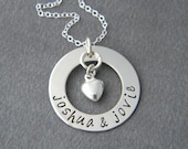 Hand Stamped Mommy Necklace - With Sterling Heart