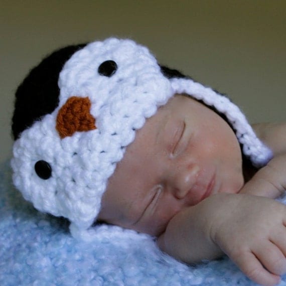 Penguin Hat - Crochet Pattern (Bomber Style) - Permission to sell finished items