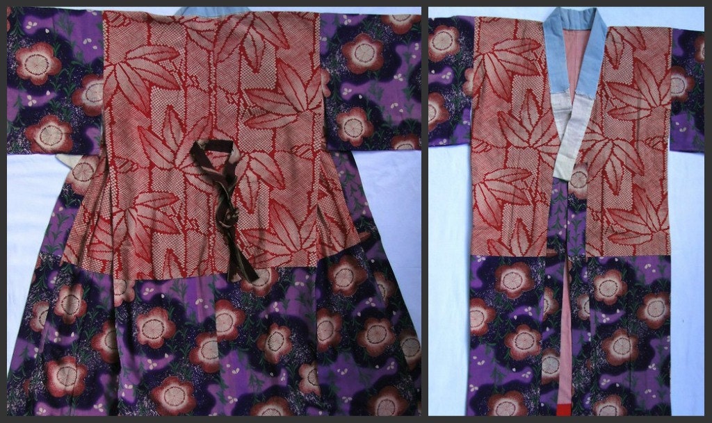 Antique Cotton Juban. Japanese Robe Worn Under Kimono. (1800-1900s)