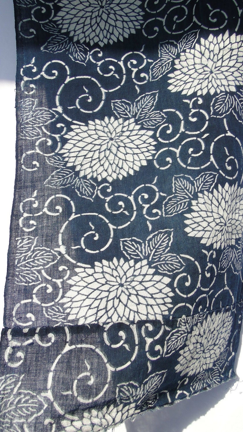 Japanese Indigo Katazome Cotton. Antique, Taisho Era (early 1900s) (Ref: CF029)