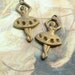 2 Vintage Very Old Brass Ballerina Charm Pendants