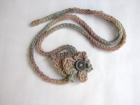 Knit Flower Headband, Choker Necklace, Pastel Floral
