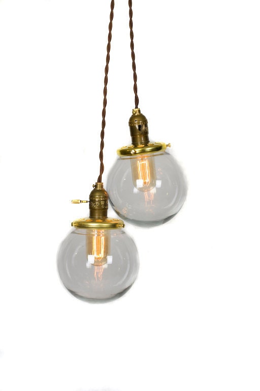 Simply Modern Vintage Style Double Globe Chandelier / Pendant Light