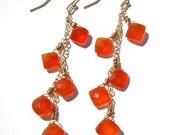 Carnelian Square Dangle Earrings