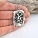 FLOWER PENDANT NECKLACE, Rustic Silver, Green Enamel by Cheydrea
