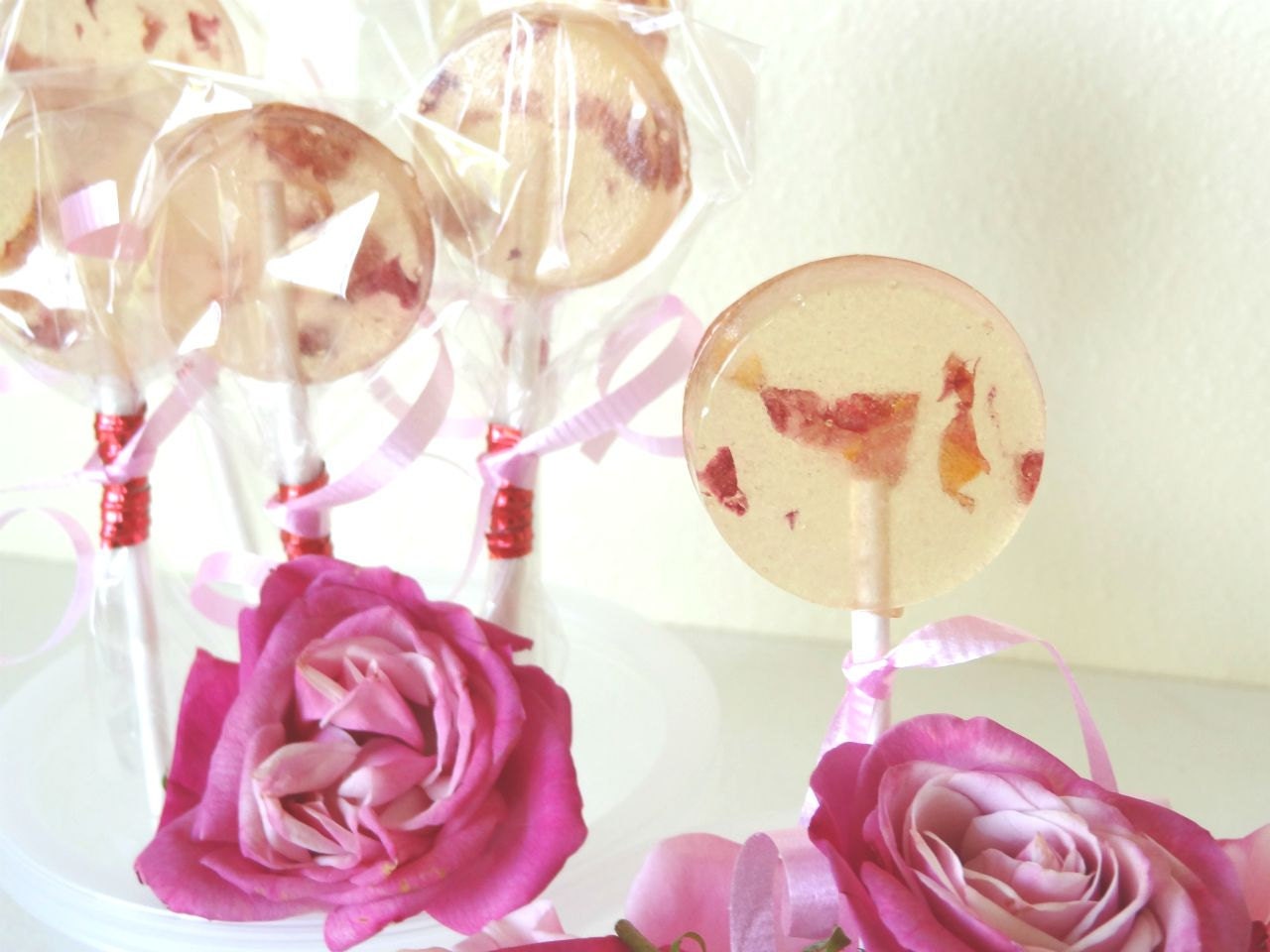 12 Paradise Rose Passion Lollipops-Valentinesl-Vegan-Hawaii Made-Hard Candy Suckers-Herbal Candy-Luau-Romantic Wedding Favors- Party Favors