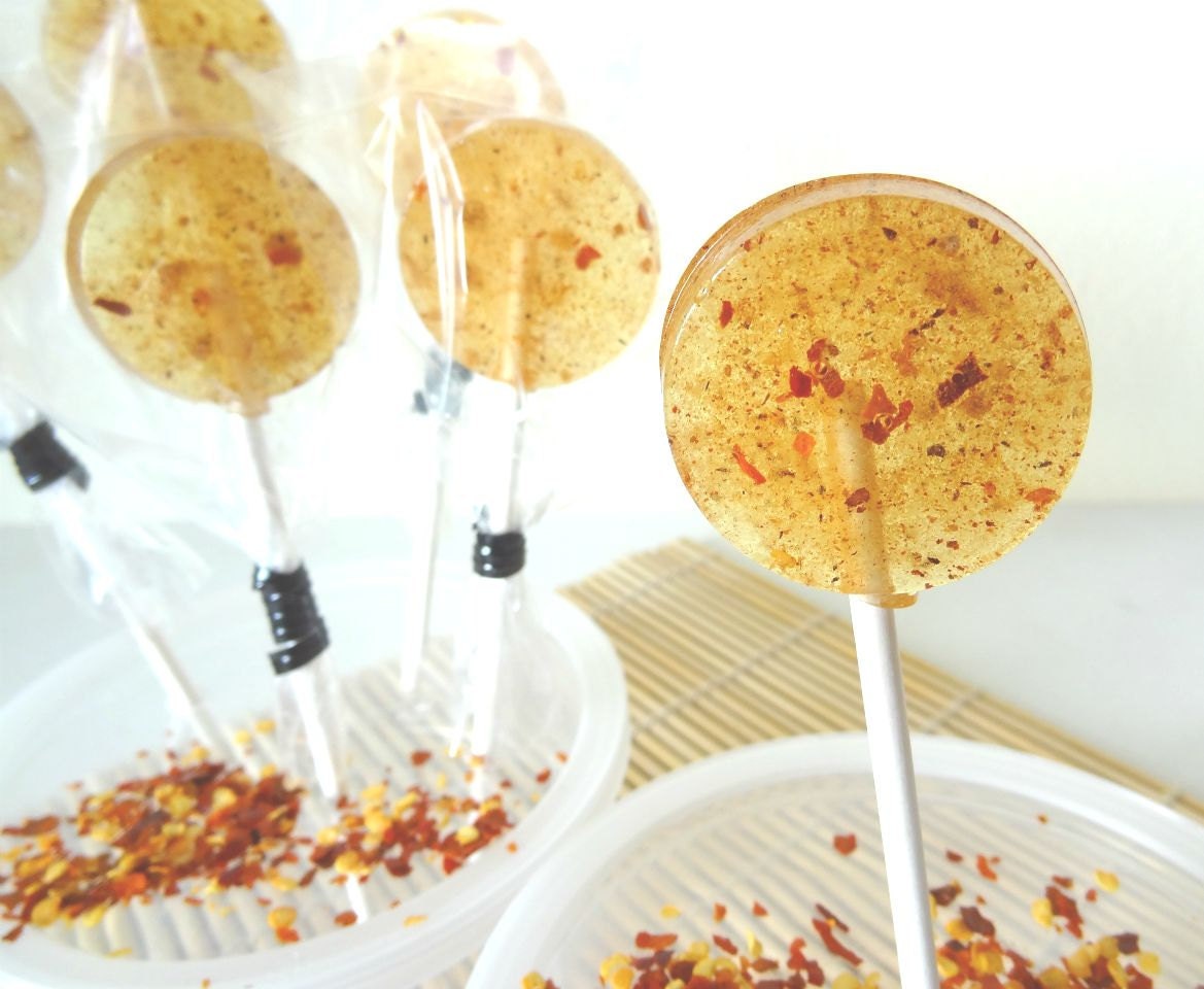 12 Sweet & Spicy Hawaiian BBQ Lollipops-Edible Gifts-Natural Flavors-Made In Hawaii- Hard Candy Sucker-HOT- Party Favors