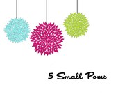 Tissue Pom Poms - Set of 5 Small - Pick Your Colors
