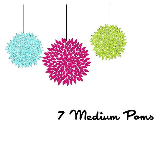 Tissue Pom Poms - Set of 7 Medium- Pick Your Colors Il_170x135