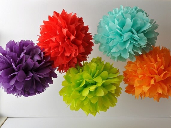 Tissue Pom Poms - Set of 15 - Pick Your Colors Il_570xn