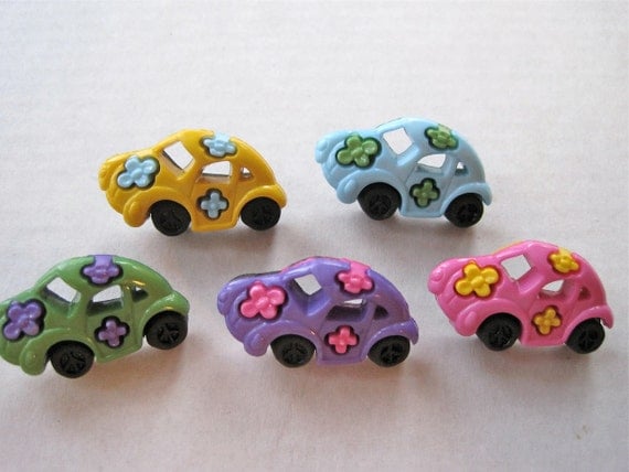 Groovy Cars Craft Novelty Sewing Buttons by FireflyCabin on Etsy