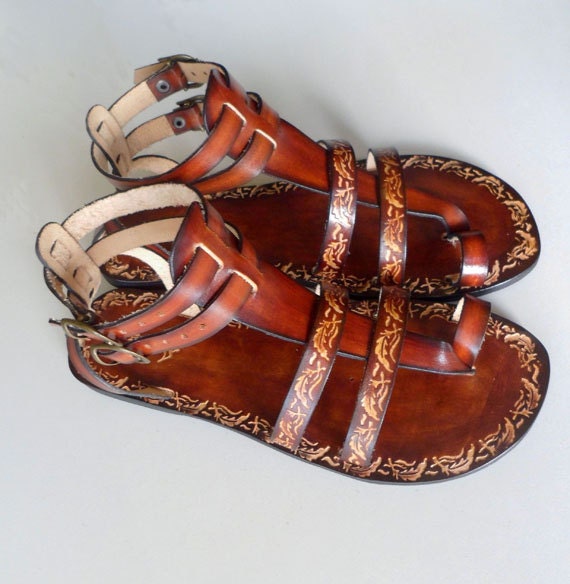Handcrafted Women Men Gladiator Sandals With Pattern - Fascination