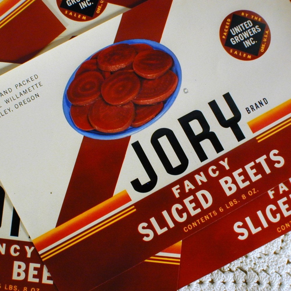 10 Jory Fancy Beets Can Labels 1940s