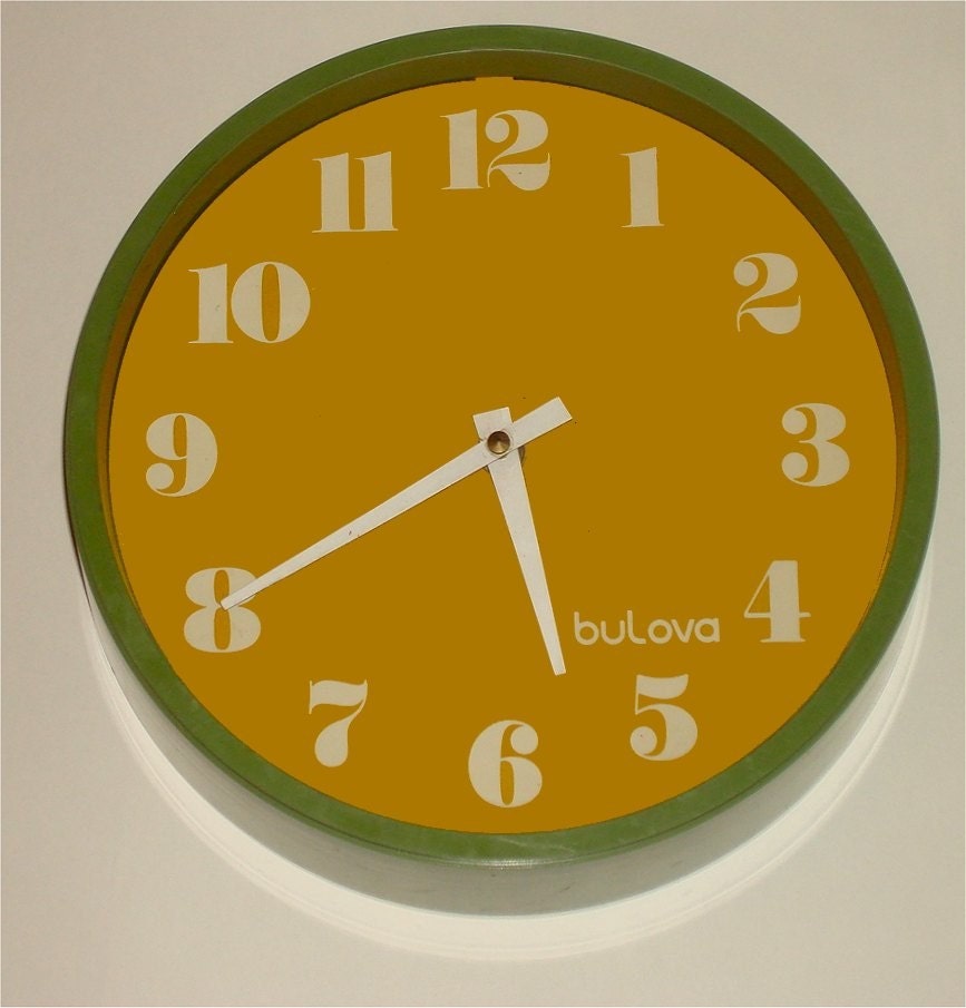 MOD Vintage Bulova Green Plastic Wall Clock by JBHoffman on Etsy