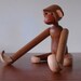 Kay Bojesen Style Monkey Danish Modern Mid Century Vintage Wooden Toy 1950s 50s
