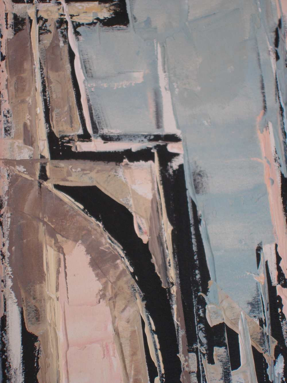 Abstract Parker Lee Mid Century Original Oil Painting Signed aka Lee Leibsohn Cityscape 50s