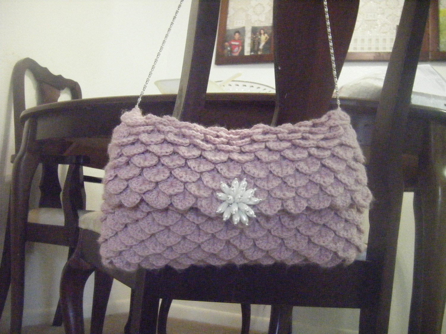 Clutch Crocodile Oversize Crochet Pattern INCLUDE instructions to make Brooch Pearls
