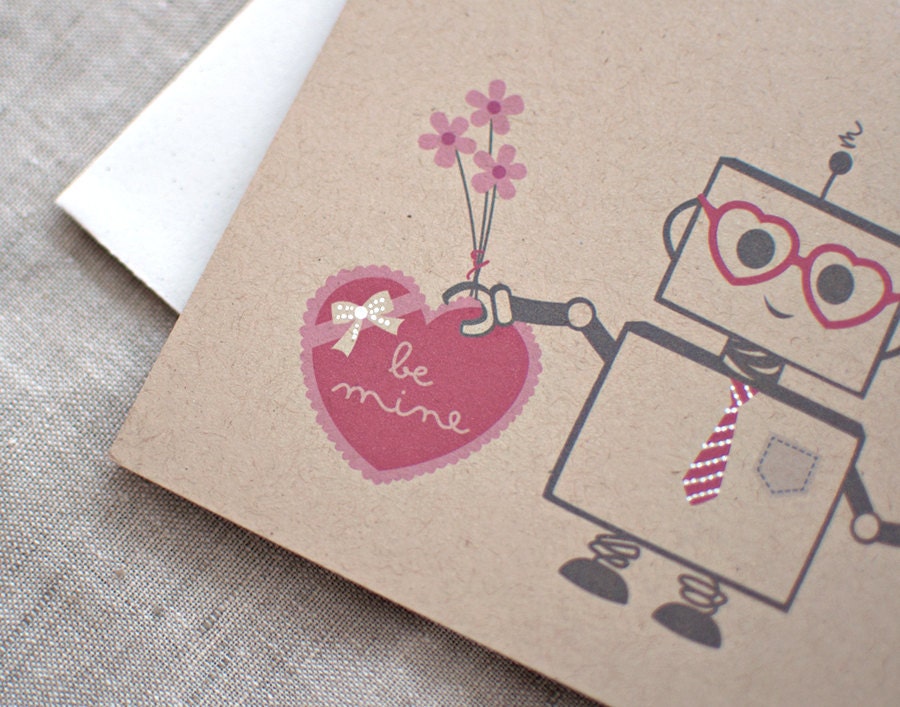 Valentine Card - Robot Card, Nerd Love, Ecofriendly