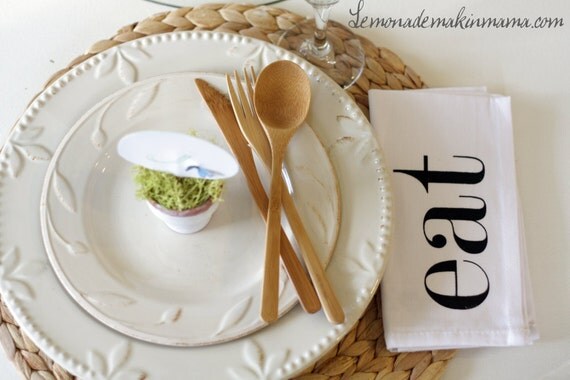eat-silk screened 4-pc napkins (black ink)