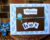 Beautiful Handmade Baby Boy Welcome Greeting Card