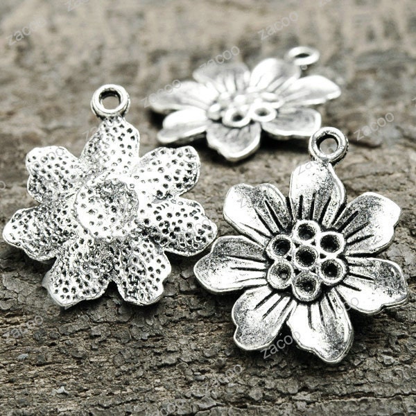 20pcs Tibetan silver Flower Charms 26x22mm TS1390