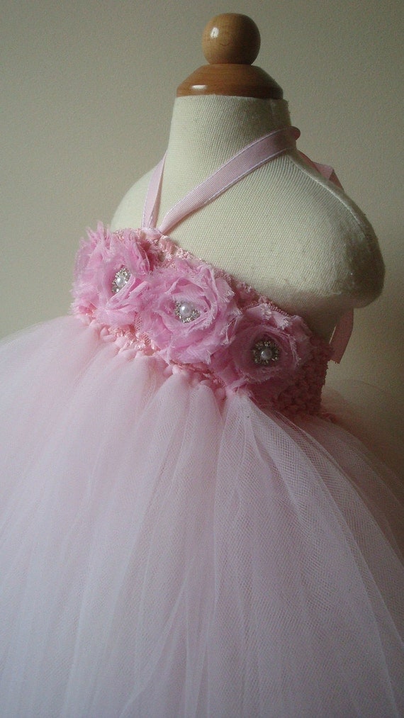 Flower girl dress, light pink tutu dress, roses, baby tutu dress, toddler tutu dress, newborn-24m,3t,4t,5t, birthday,wedding