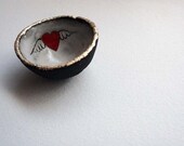 Tiny winged love heart bowl - ring bowl - Valentinesday gift