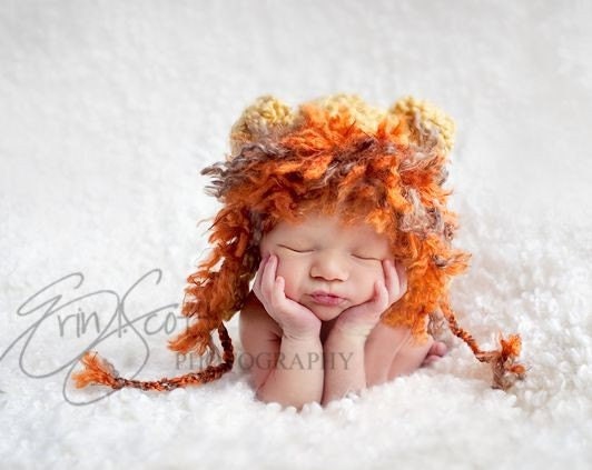 Baby Lion Cub Hat-Perfect Newborn Photo Prop or Halloween costume