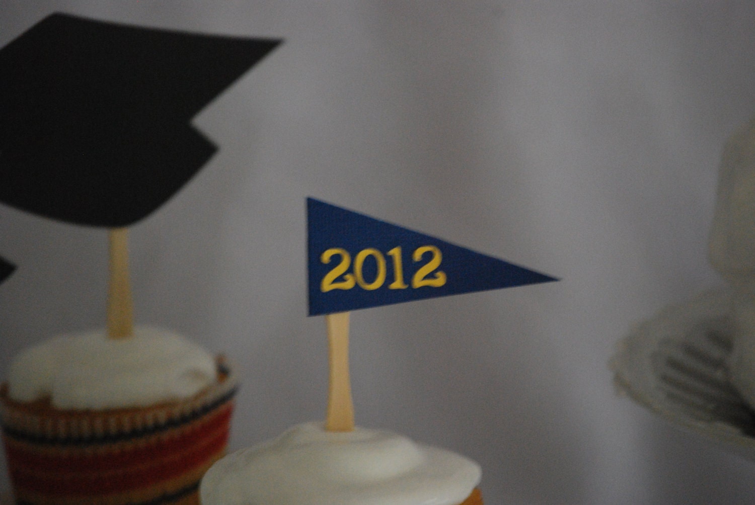 Class of 2012 Cupcake Toppers, Pennant Cupcake Toppers