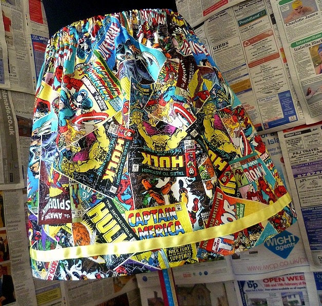 Super Hero Clothes, Comic Strip Skirt, Super Hero WOMENS Skirt, Summer Mini Skirt, ROOBYS