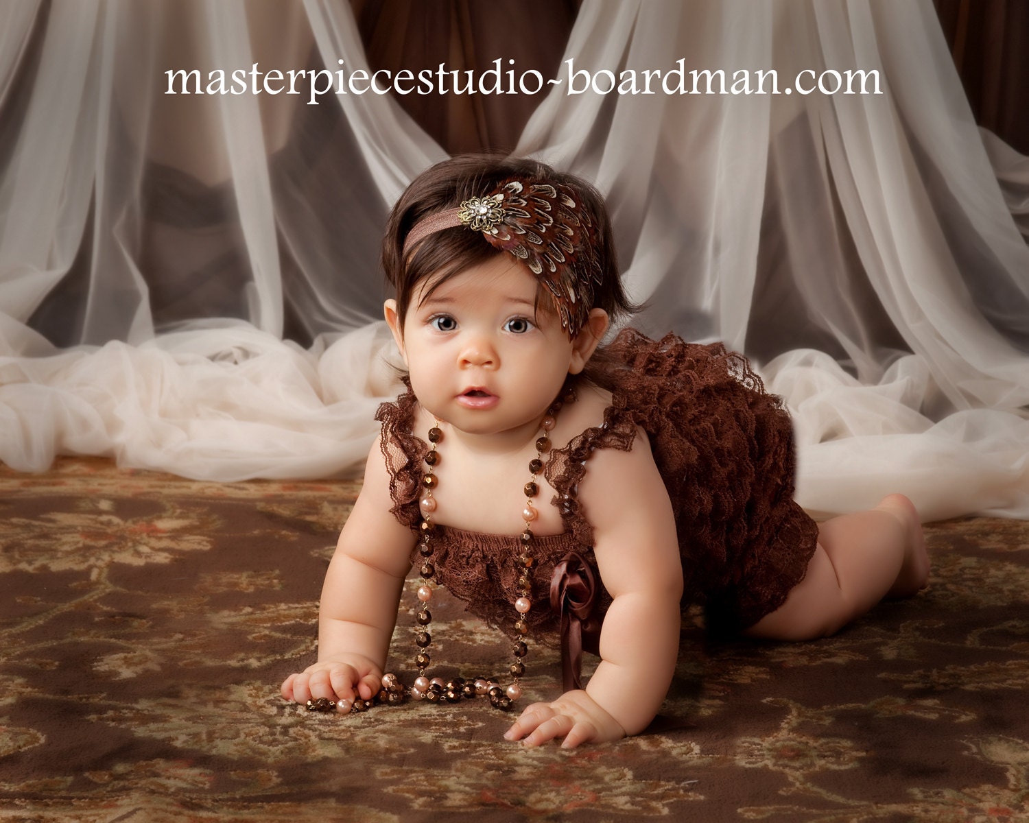 Brown Organic Vintage Brown Feather Pad Headband Photography Prop